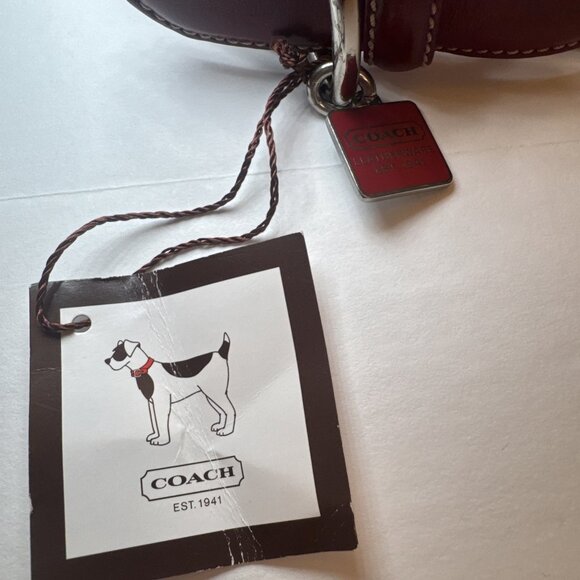 Coach Red Leather Dog Collar Grommets Charm F26177 Size XS NWT NIB - Picture 2 of 9